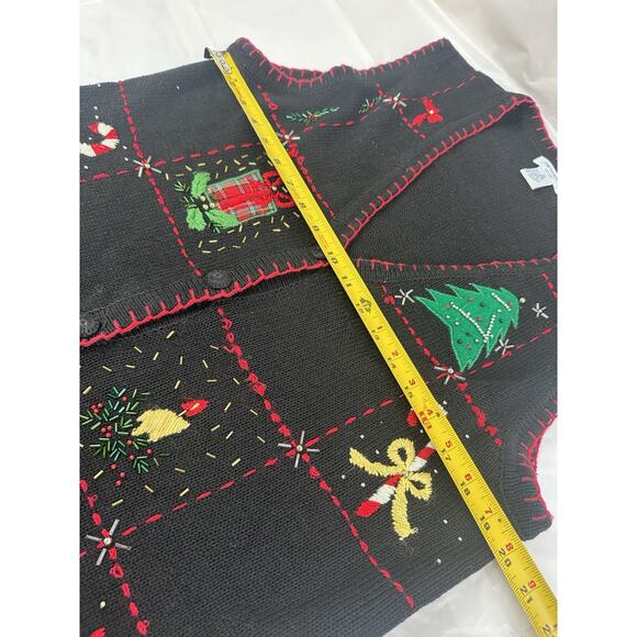 Vintage Ship 'N Shore Sport Christmas Tree Candy Canes Cardigan Sweater Size M - Picture 9 of 10